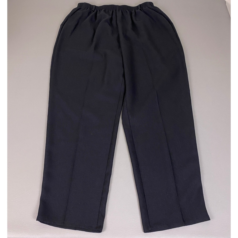 Vintage Alfred Dunner Pants Plus Size 22W Woman Black Elastic Waist Straight USA